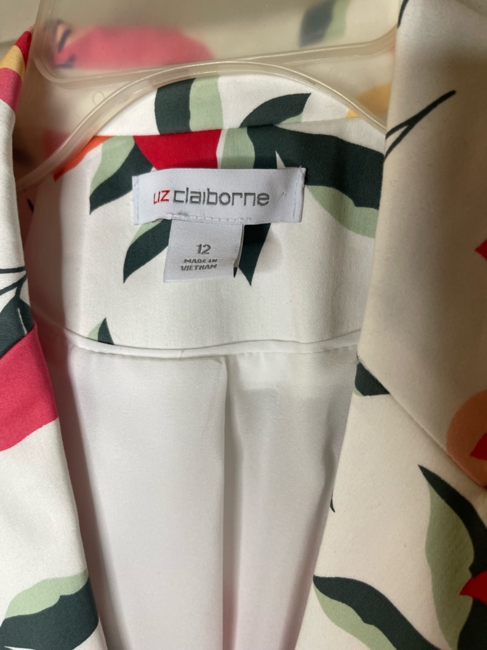 Liz Claiborne Floral Print White Blazer Jacket - Women Sz 12 - Picture 3 of 4